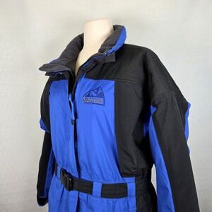 VTG Marmot Blue & Black Gortex Jacket Women's Large Primaloft Belted Ski Snow